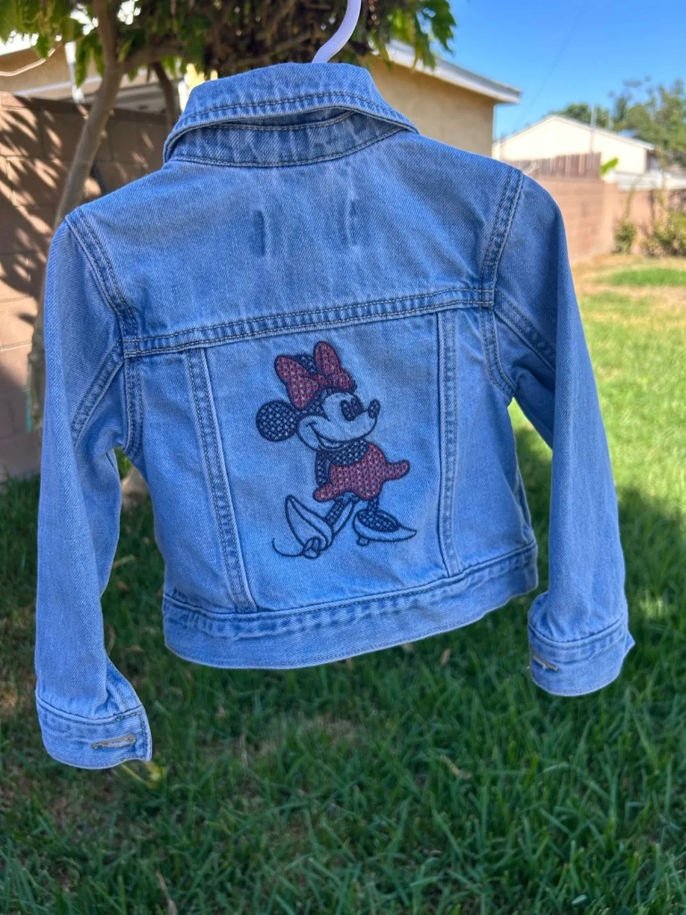 GAP Blue Denim Jacket with Minnie Mouse Embroidery